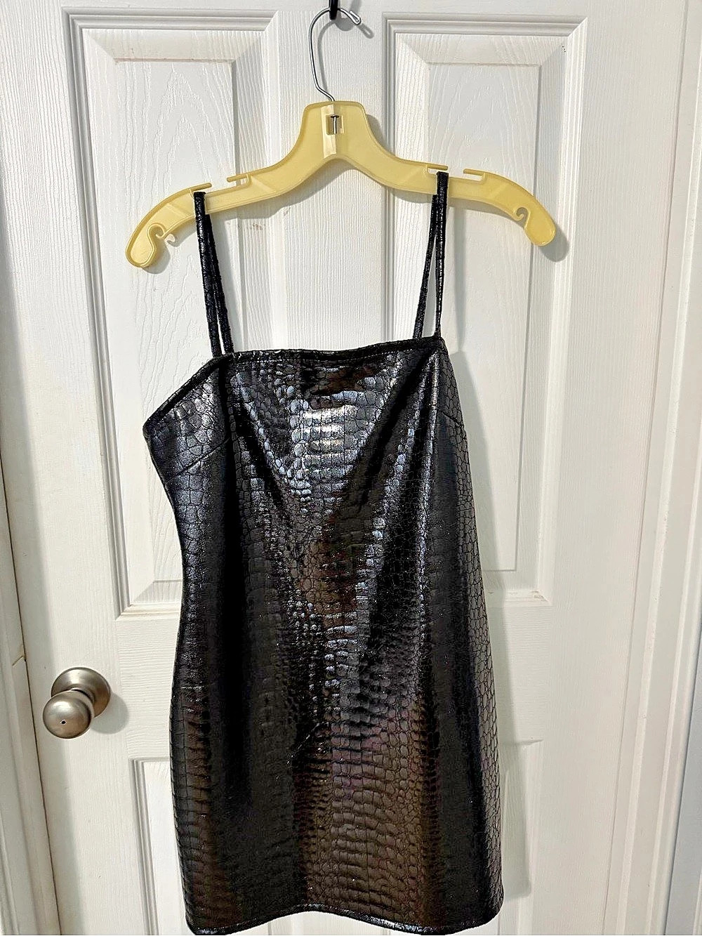 Motel Rocks Burmey Dress PU Croco Black Mini Dress in Black Size Medium NWT